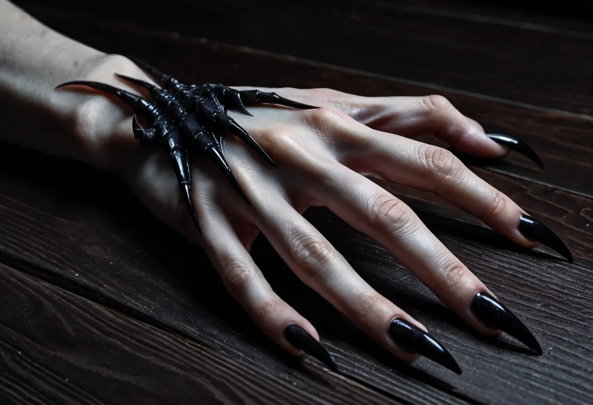 The Rake&rsquo;s hand on a wooden floor.