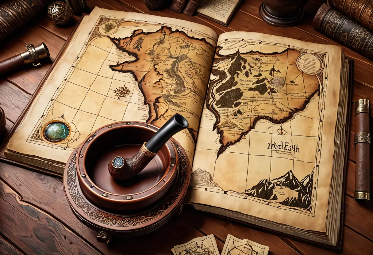 A scholarly study with a map of Middle-earth.