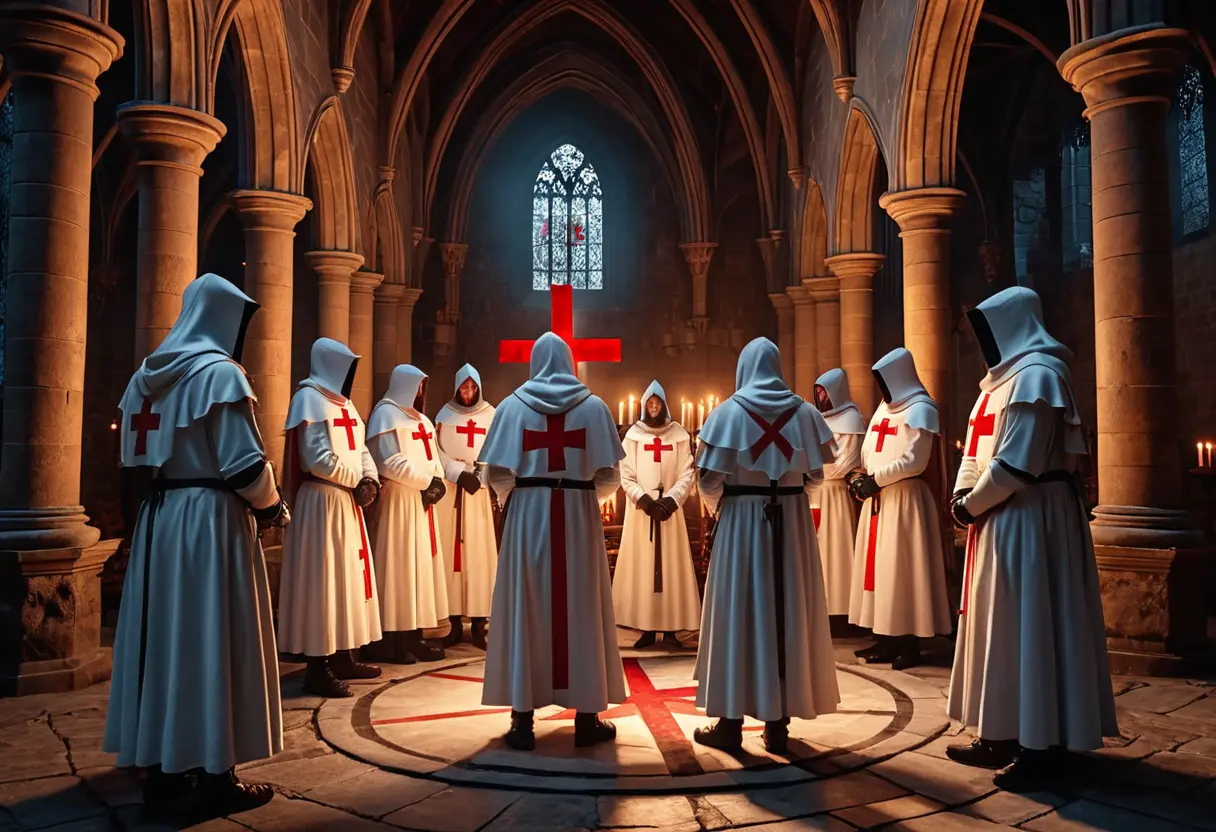 Knights Templar in a chapel.