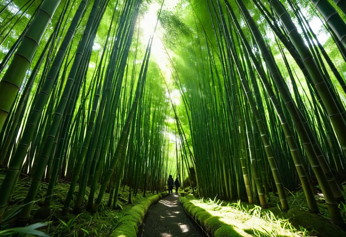 A shadow in the bamboo.