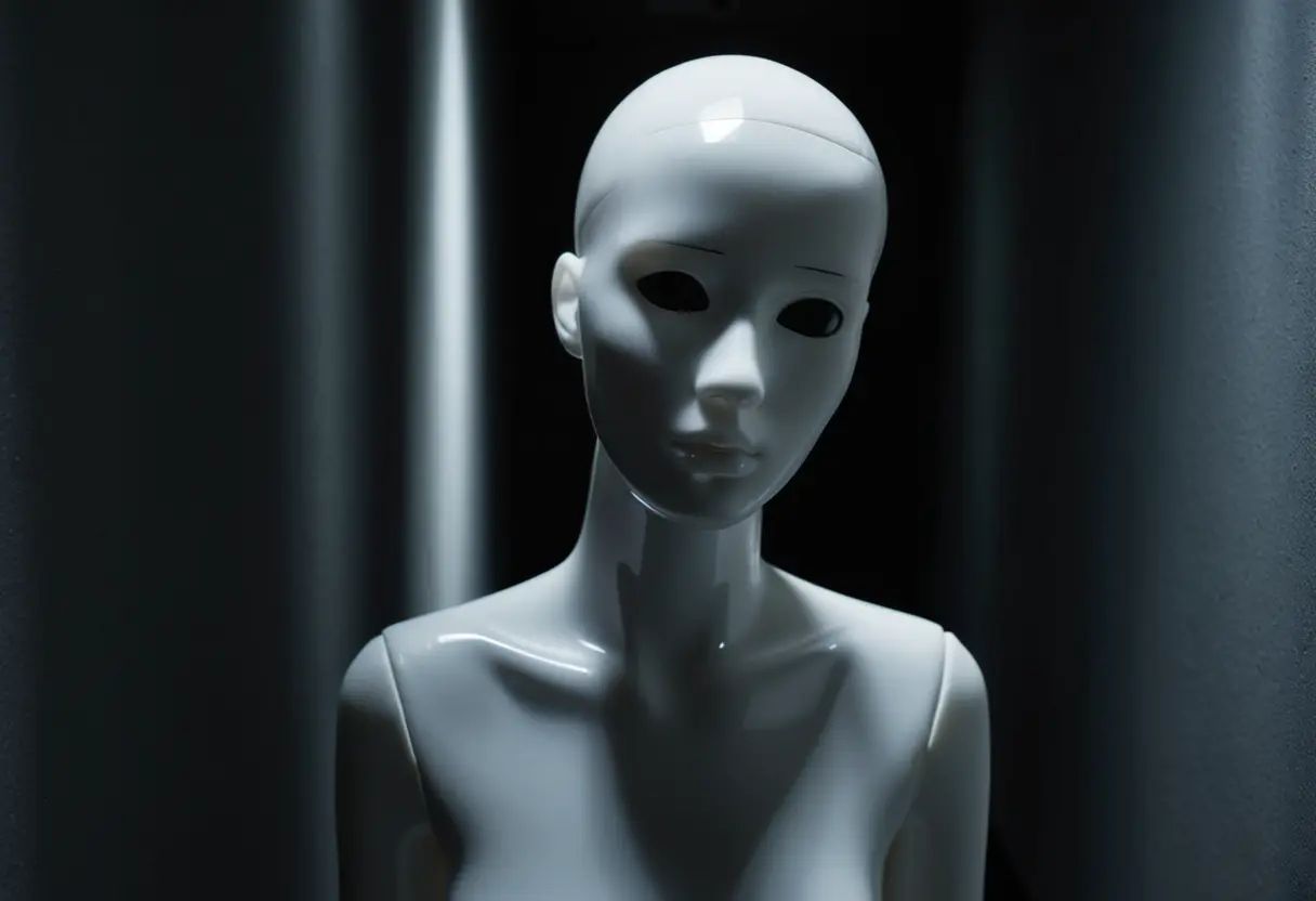 A mask in the shadows.