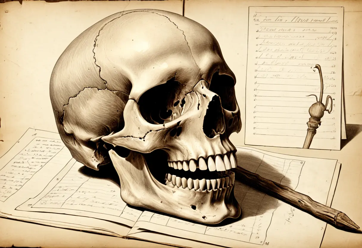 A medical diagram of a fanged skull.