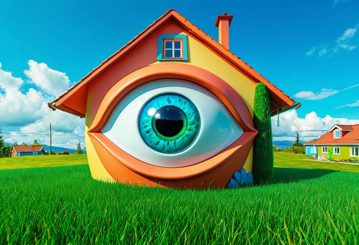 An eye staring from the walls of Home.