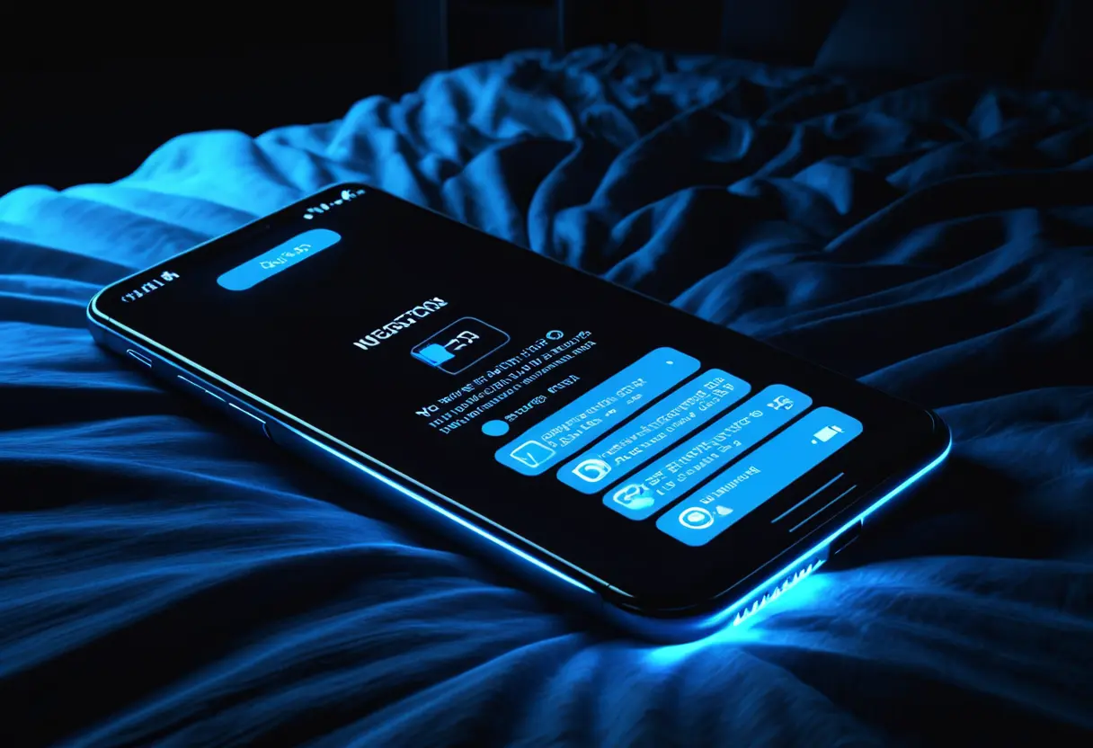A dark screen of a smartphone with multiple text notifications glowing.