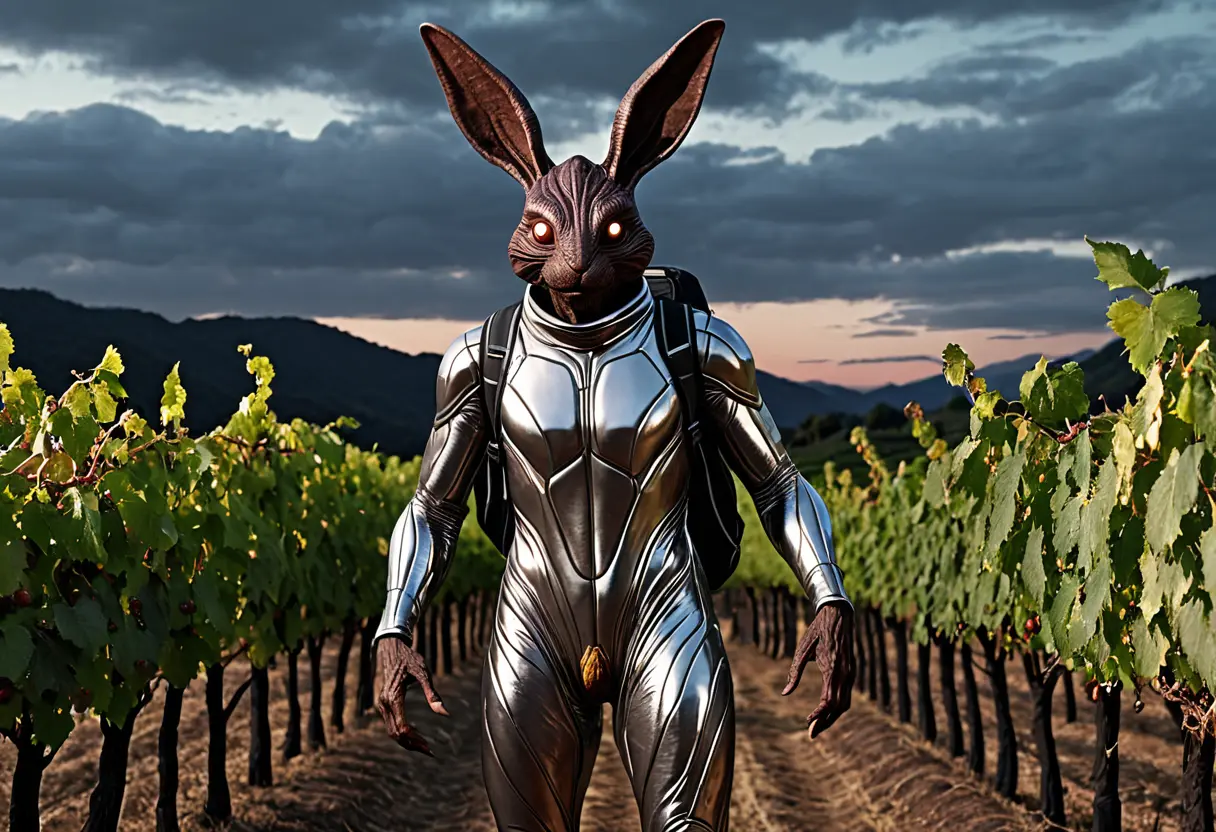 少年たちが描いたスケッチを忠実に再現した、しわくちゃで耳の長い宇宙人の姿。