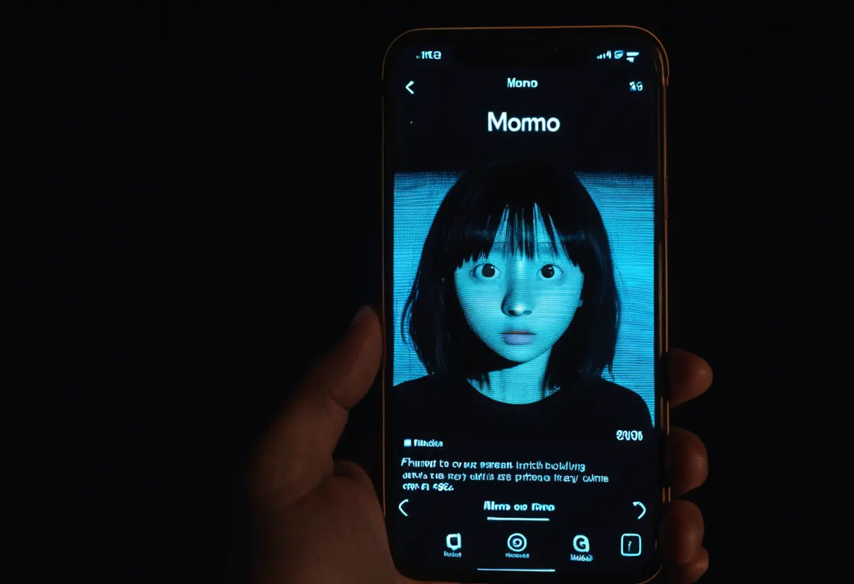 スマートフォンの画面に映るMomoのアイコン。