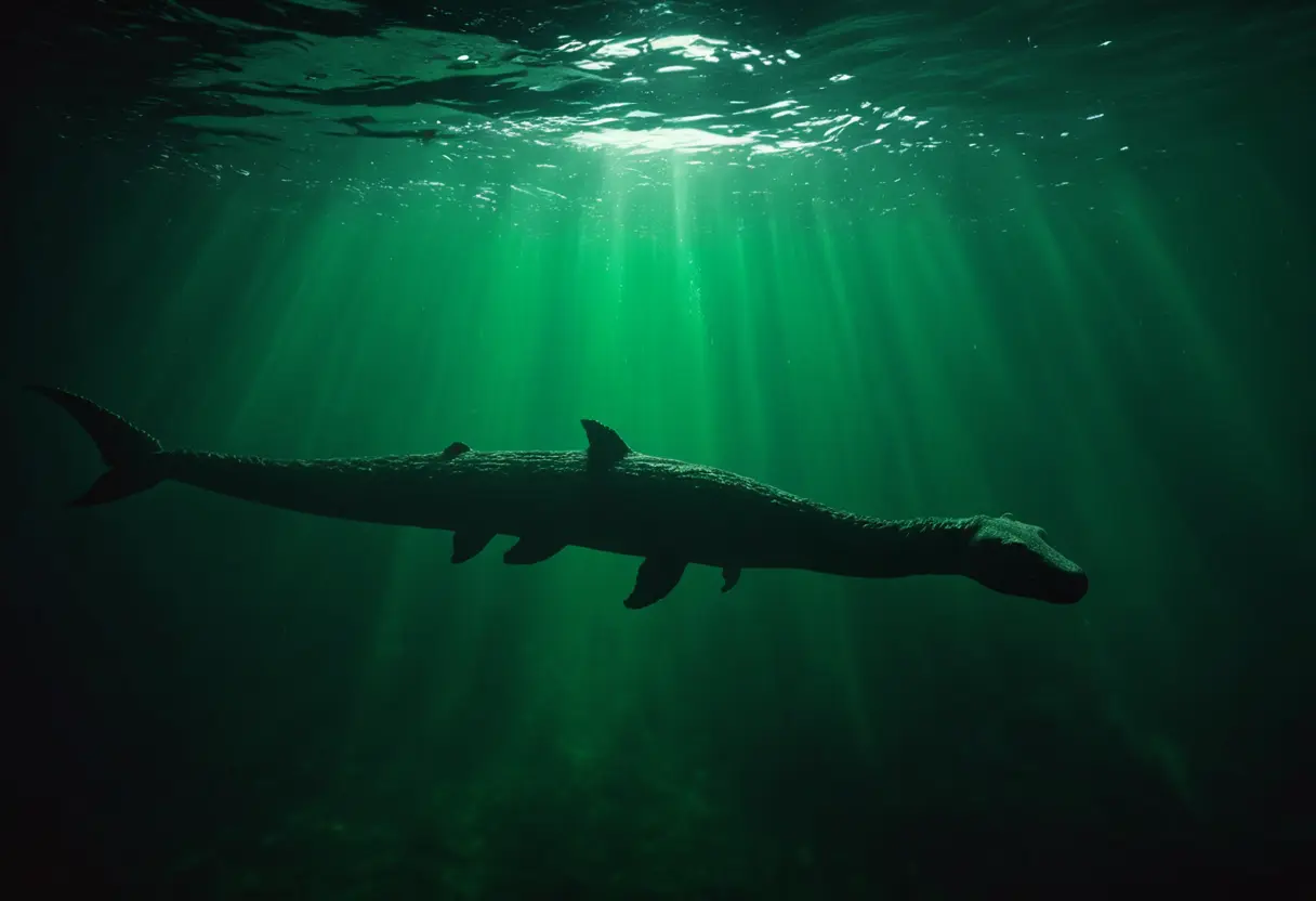 深く暗い湖の底。巨大な影が泳いでいる。