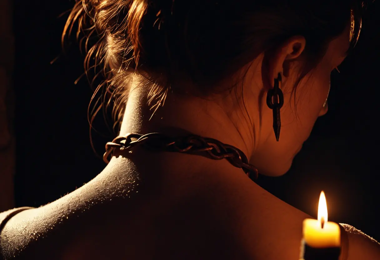 女性のうなじに打ち込まれた鉄の釘。