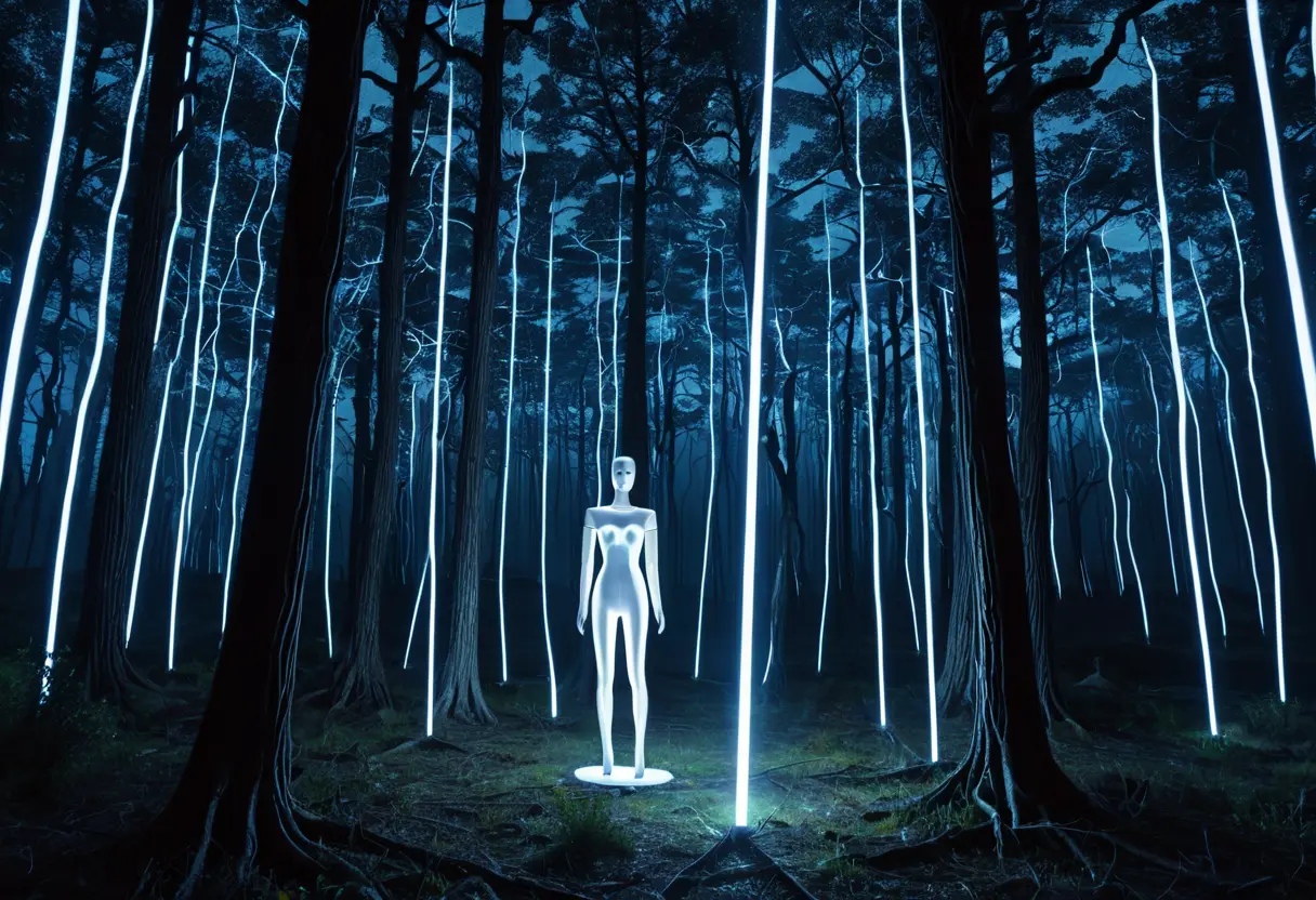 深い森の中、アプリが指し示した場所にだけ場違いなアイテムが置かれている。