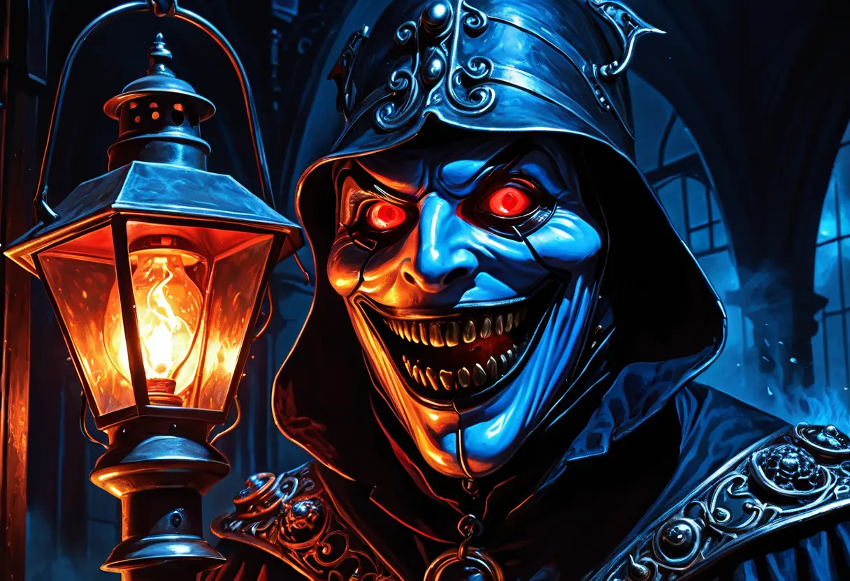 ガス灯の下に現れたバネ足ジャック。