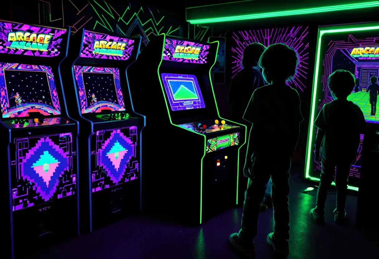 暗いゲームセンターの片隅で発光する、謎の漆黒のゲーム機。