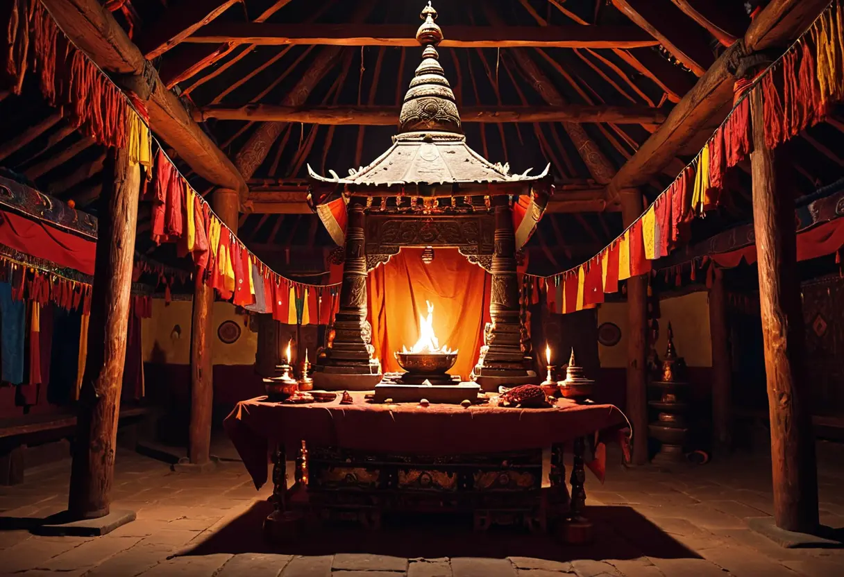 ネパールの古い寺院に安置された「イエティの頭皮」の宝物。